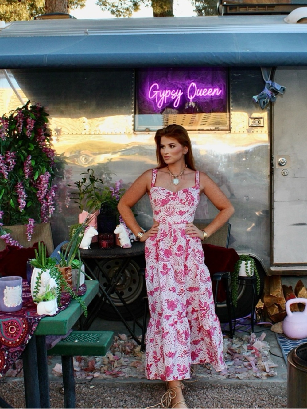 Zara Pink Floral Tiered Maxi Dress